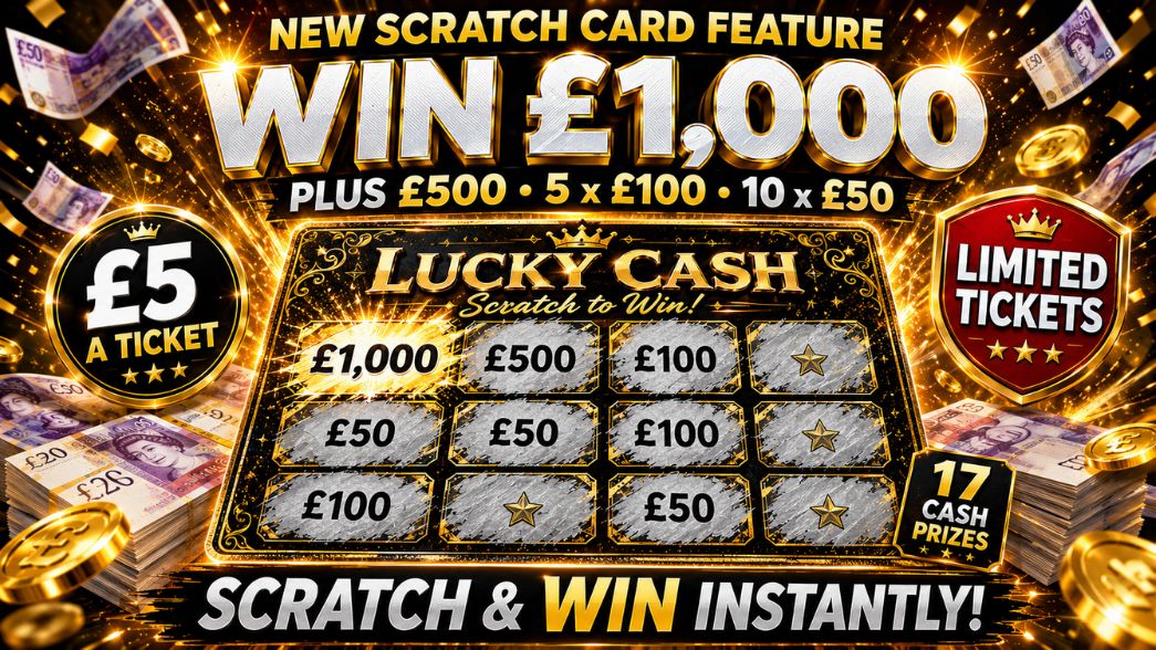 £1,000 SCRATCH CARD – 17 CASH PRIZES